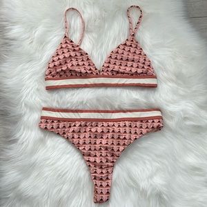 Billabong Let Me Check Gingham Pink Cheeky Bikini Set Size S